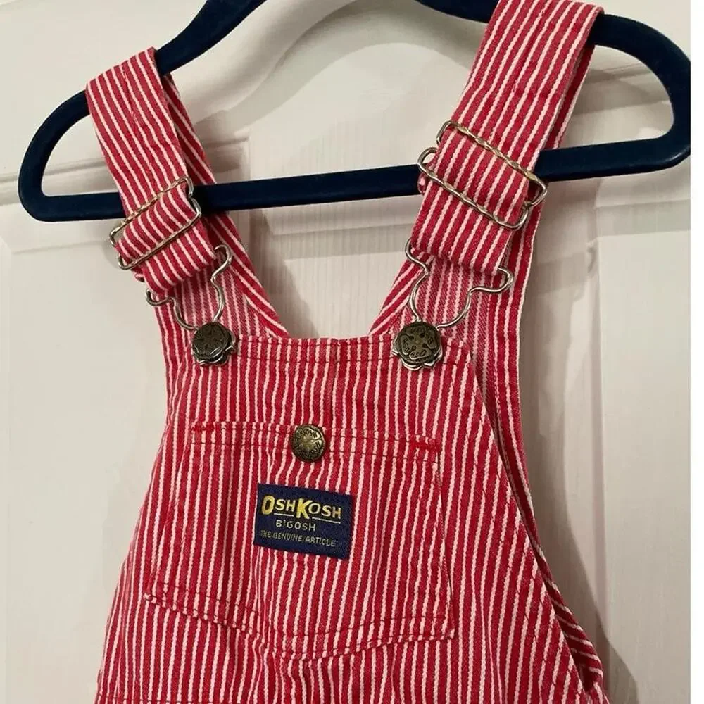 Oshkosh red striped vintage overalls